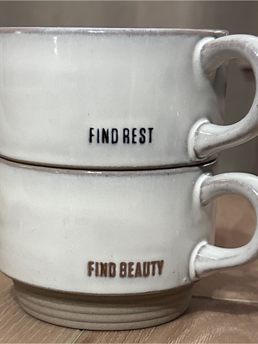 Hearth & Hand White Ceramic 'Find Rest' & 'Find Beauty' Mug Set